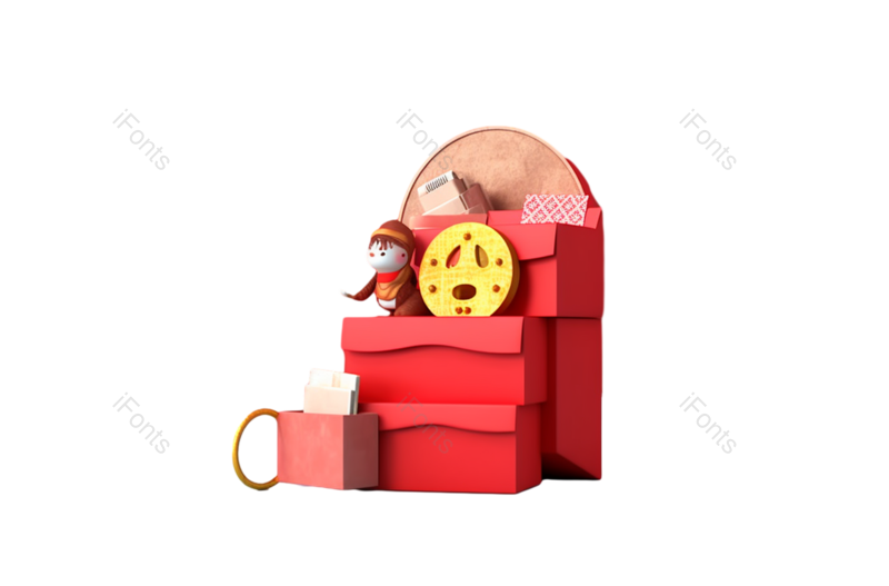 插画图片,硬币元素,红包PNG,盒子免抠素材